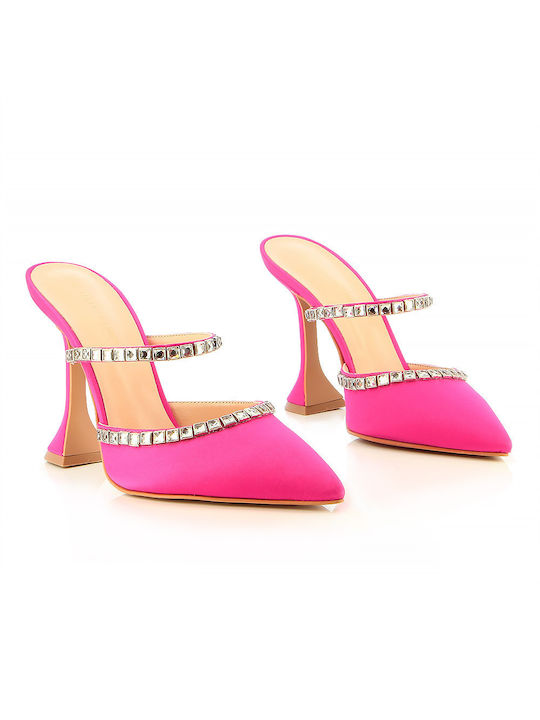 Fratelli Petridi Thin Heel Leather Mules Fuchsia