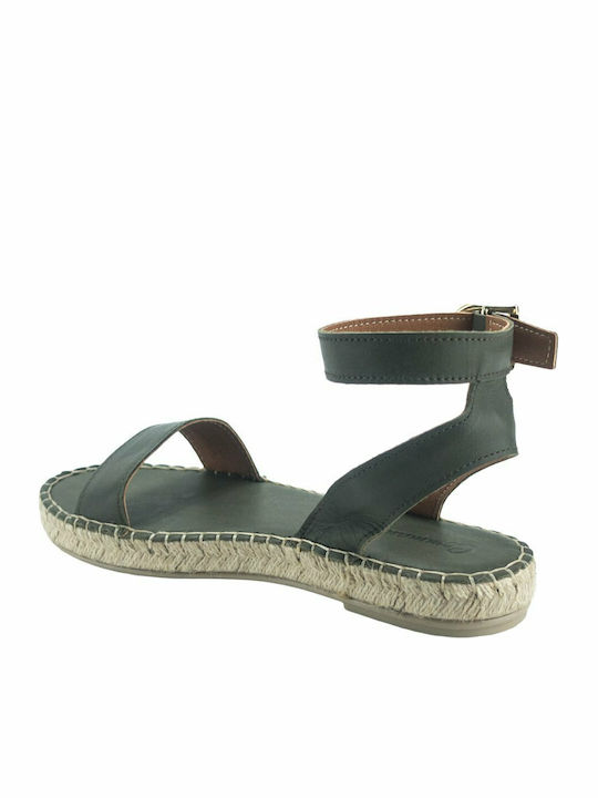 Leder Flache Sandalen für Damen mit Riemen Olive