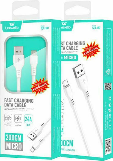 Leewello SJX-187 Regular USB 2.0 spre micro USB Cablu Alb 2m 1buc