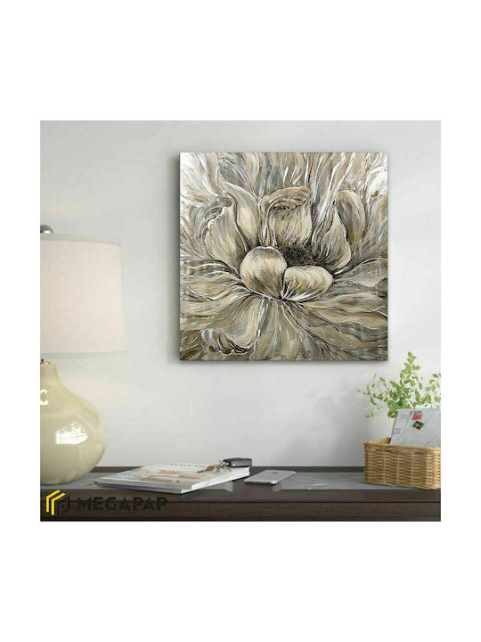 Megapap Golden Flowers Πίνακας σε Καμβά 50x50cm