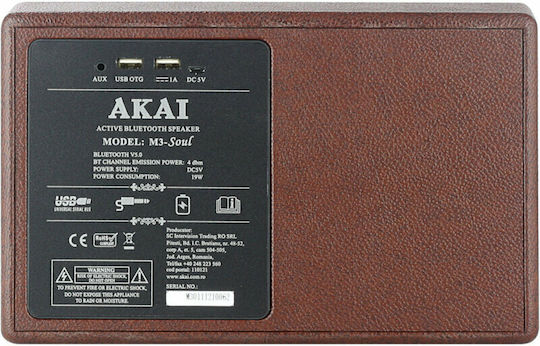 Akai Proffesional M3-Soul Bluetooth Speaker 20W with Battery Life up to 15 hours coffee