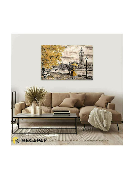 Megapap Big Ben and Yellow Leaves Painting on Canvas 75x50cm