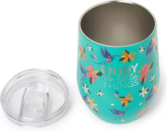 Legami Milano Hummingbird Glass Thermos Stainless Steel 325ml Multicolour with Mouthpiece