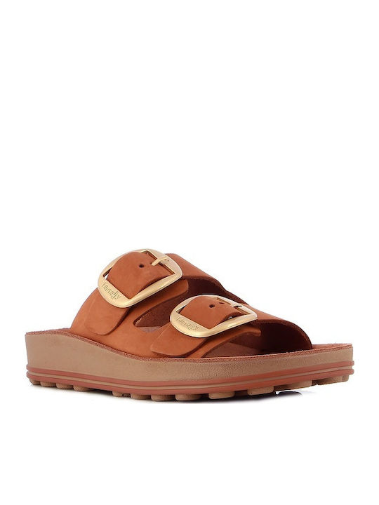 Despoina Leder Flache Damen Anatomisch Sandalen Orange