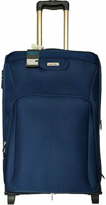 RCM 16108 Medium Travel Suitcase Fabric Blue with 4 Wheels Height 65cm.