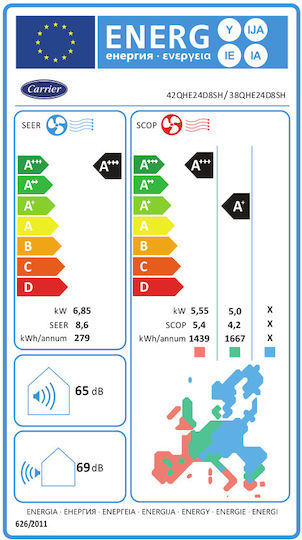 Carrier CoolEasy Κλιματιστικό Inverter 24000 BTU A+++/A+ με WiFi