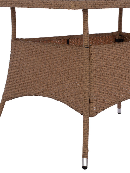 Military Outdoor Dinner Free Standing Metal Table Beige 120x70x75cm