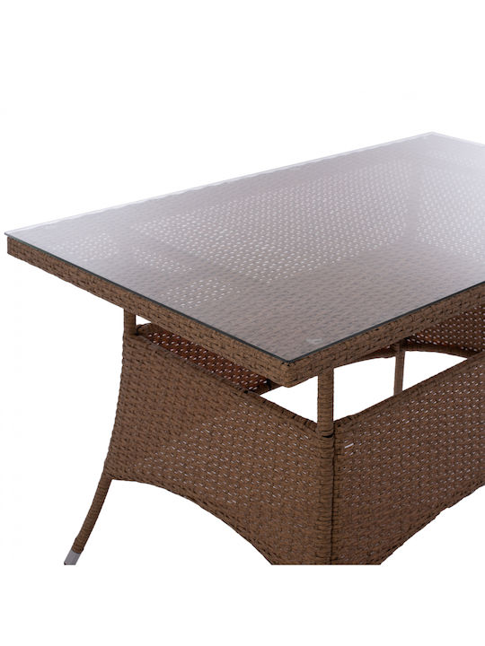 Military Outdoor Dinner Free Standing Metal Table Beige 120x70x75cm
