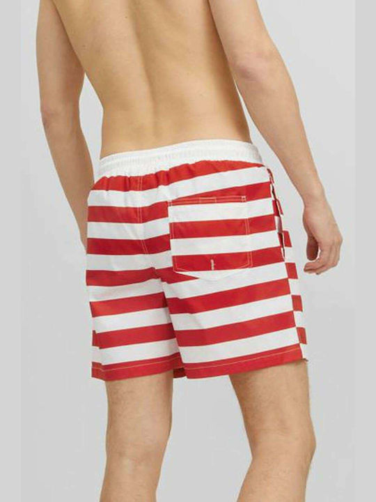 Jack & Jones Men's Swimwear Shorts Flame Scarlet Striped