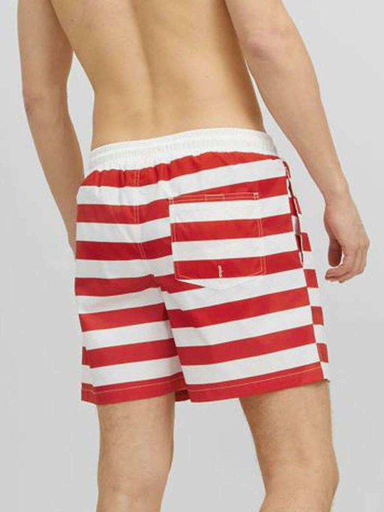 Jack & Jones Ανδρικό Μαγιό Σορτς Flame Scarlet με Ρίγες