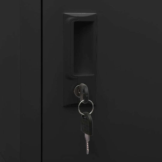 Double Door Wardrobe Metallic with Divider & 2 Shelves Charcoal 53x53x140cm