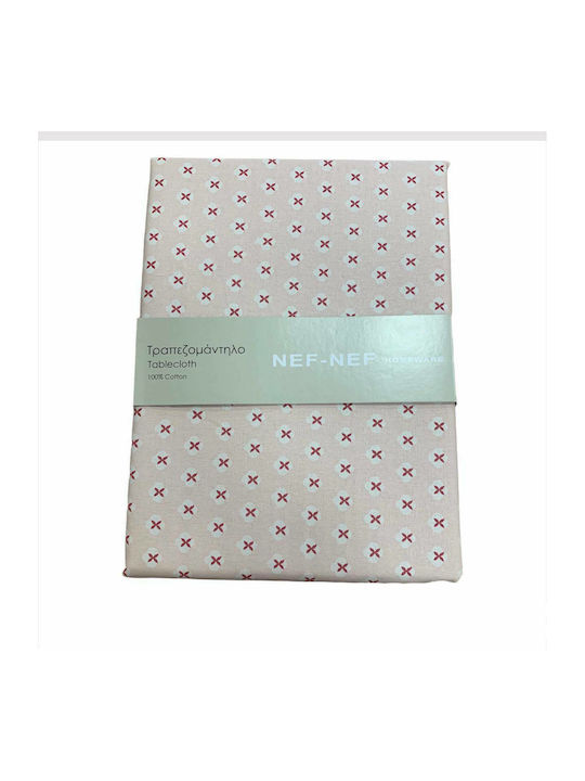 Nef-Nef Homeware Tablecloth Cotton Stain Resistant Tradition Pink 140x240cm