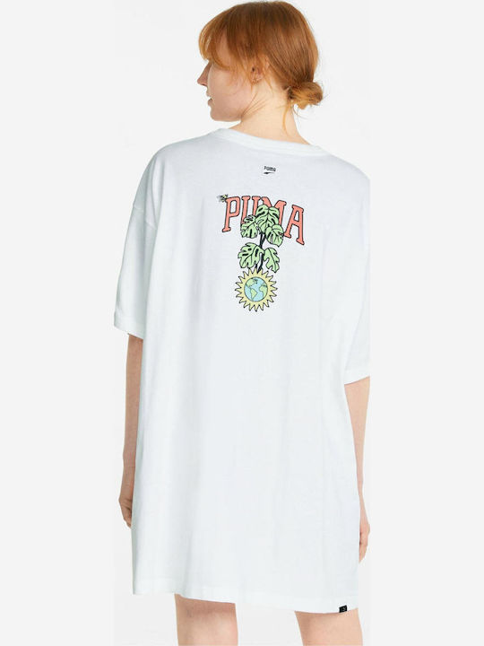 Downtown Summer Mini Athletic Dress T-Shirt Short Sleeve White