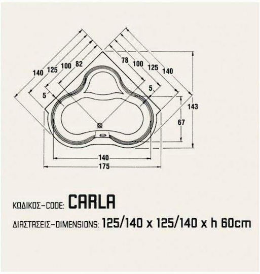 Sanitec Carla Гърба на ваната Акрил 140x140см