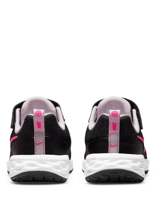 Revolution REVOLUTION 6 Kids Sports Shoes Running with Hoop & Loop Closure Black / Hyper Pink