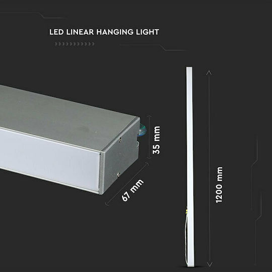 V-TAC LED Комерсиално Линейно Осветление Светило Таван 40W Неутрално бяло IP20 Ш120xД3.5xВ6.7см.