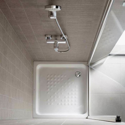 Roca Square Porcelain Shower White Italia 70x70x10cm