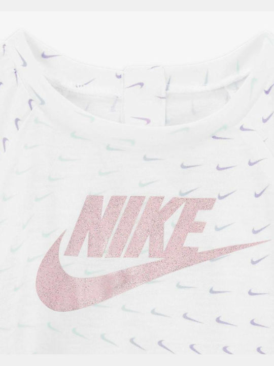 Nike Παιδικό Φόρεμα Σετ με Αξεσουάρ Κοντομάνικο Λευκό