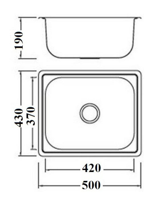 ICK5042 Drop-In Sink Inox Satin W50xD43cm Silver