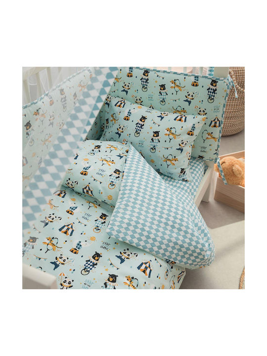 Vesta Home Circus Baby Sheets Set Crib Cotton Turquoise 120x165cm 3pcs 000008196