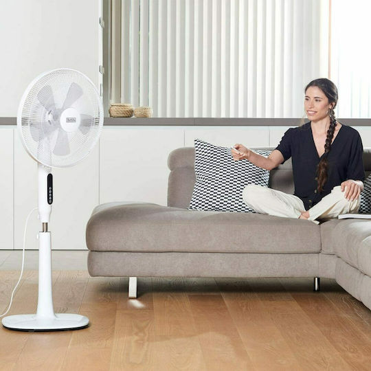 Black & Decker Black & Decker Pedestal Fan 50W 40cm Diameter with Remote Control White