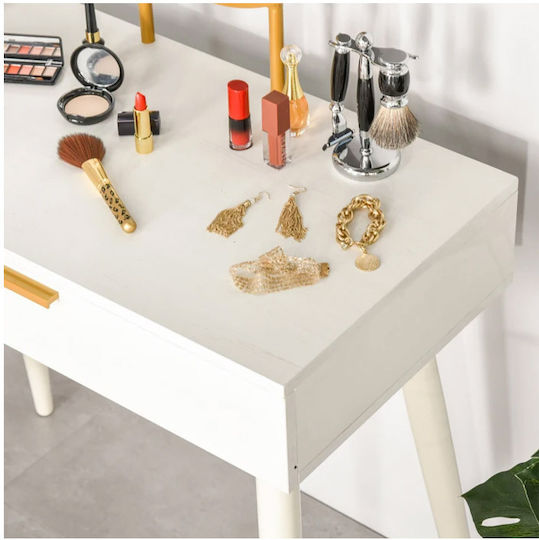 Bodenstehende Schminktisch Schlafzimmer Holz Weiß mit Spiegel 80x40x123cm