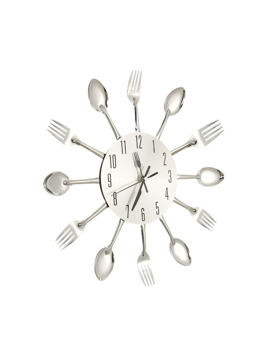 vidaXL Ρολόι Τοίχου Spoon & Fork Μεταλλικό Ασημί 31cm