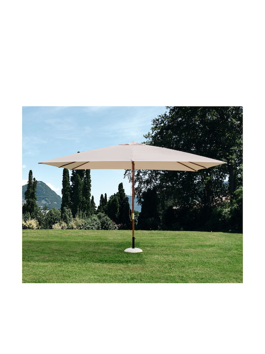 Syros Professional Garden & Terrace Floor Wooden Square Parasol Ecru 0795423
