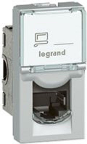 Legrand Mosaic Single Network Socket RJ45 Cat6 Silver 079462