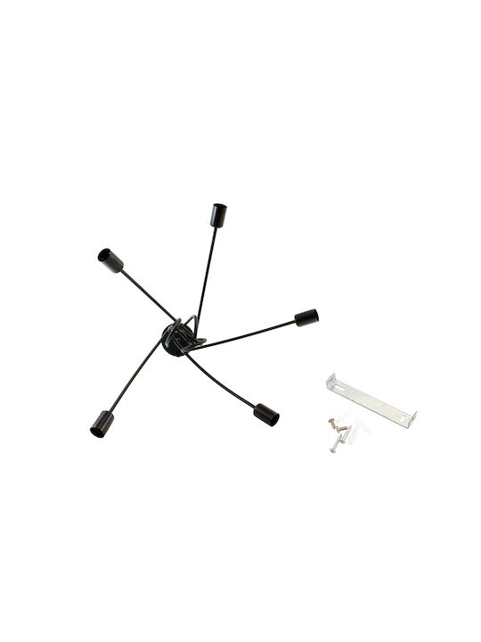 Deckenleuchte 65cm Schwarz mit Fassung E27