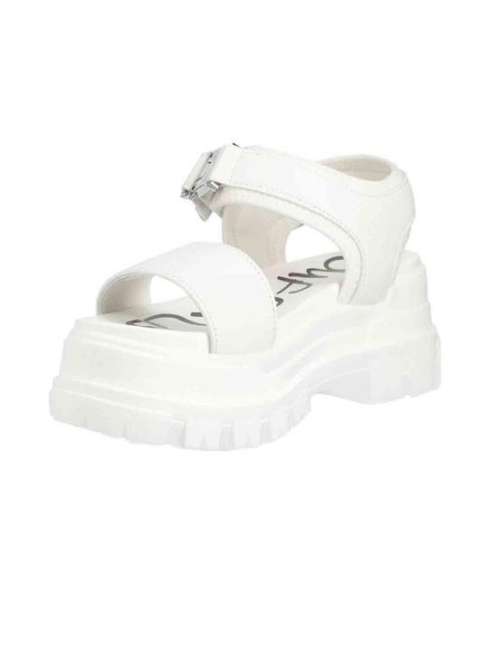 Buffalo Jojo Damen Flache Sandalen Flatforms in Weiß Farbe