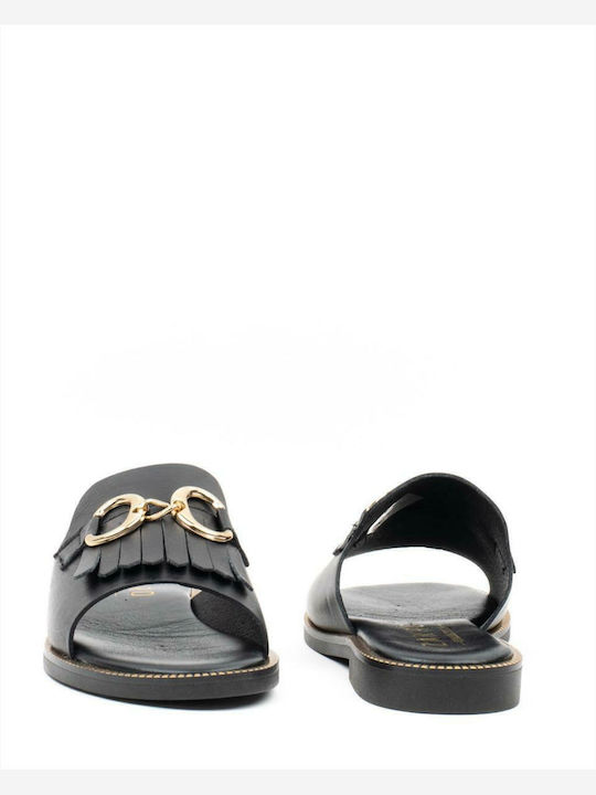 Venus Leather Women's Flat Sandals in Black Color