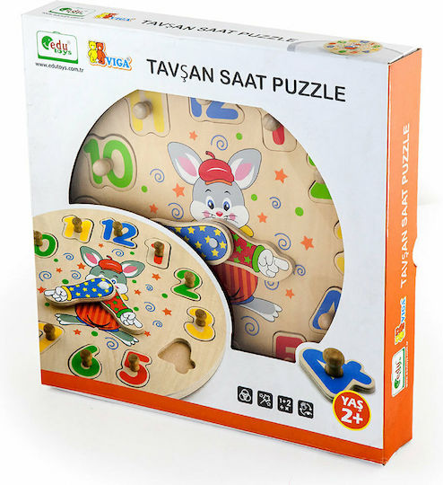 Ξύλινο Παιδικό Puzzle Σφηνώματα Ρολόι Αριθμών για 3+ Ετών 12pcs Viga Toys