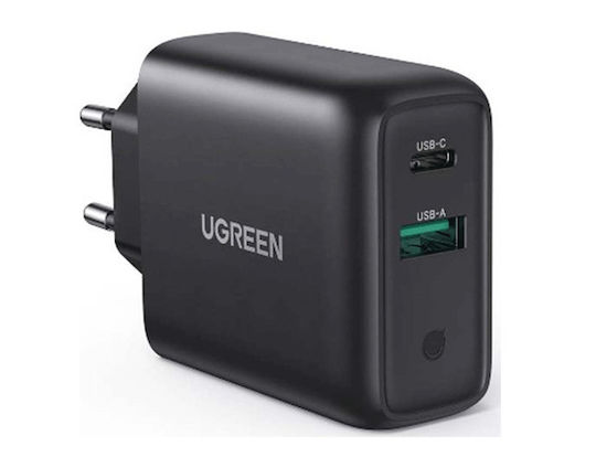 Ugreen Charger Without Cable with 2 USB-A Ports 36W Quick Charge 3.0 Blacks (CD161)