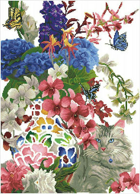 Diamond Dotz Gilded Cat & Flowers Canvas Diamond Painting Kit 72x52cm DD13.030