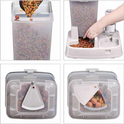 Automatic Plastic Bowl with Container Dog Food & Water White 5000ml