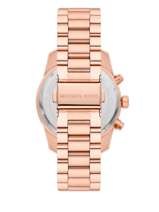 Michael Kors Lexington Women's Watch Chronograph with Pink Gold Metal Bracelet