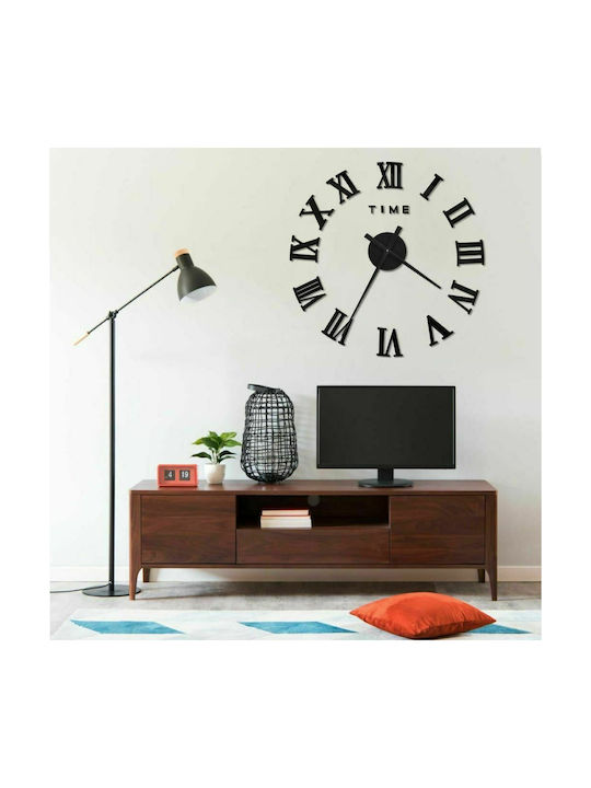 vidaXL 3D Wall Clock Sticker Plastic Black Ø100cm