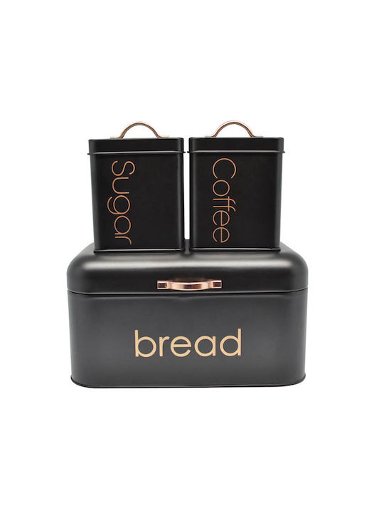 Ankor Rose Sugar Gold Box for Sugar with Lid Metallic Black-Rose Gold 11.2x11.2x16.5cm 1 Piece