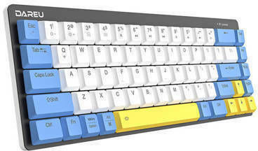Dareu EK868 Fără fir Gaming Tastatură Mecanică 60% cu Custom Red comutatoare și Taste Iluminate (Engleză US) White / Blue / Yellow