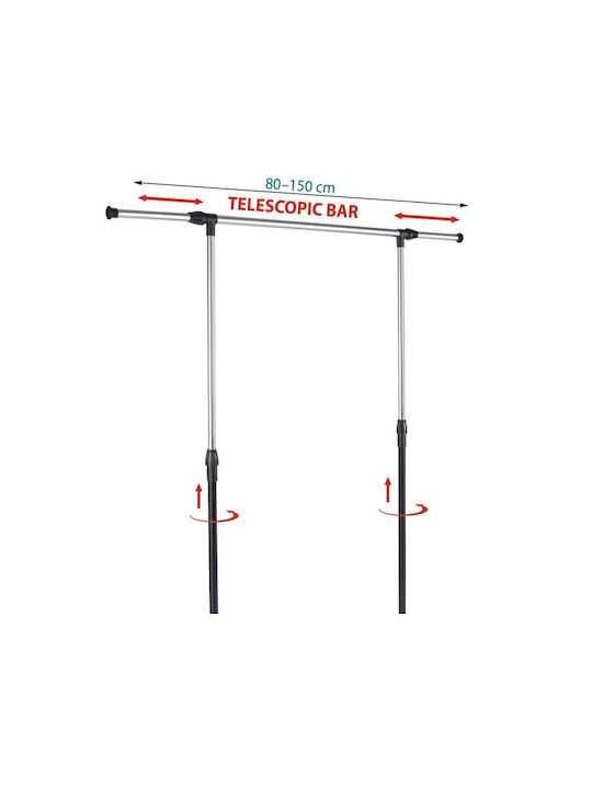 Bakaji Wheeled Floor Garment Rack made of Metal Telescopic Black 80x43x160cm
