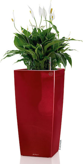 Lechuza Cubico Premium Самополивен Саксия Пластмаса Scarlet Red High-Gloss 40x40x75см.