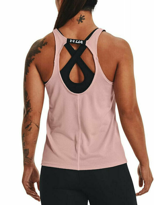 Under Armour Damen Sportlich Bluse Ärmellos Rosa