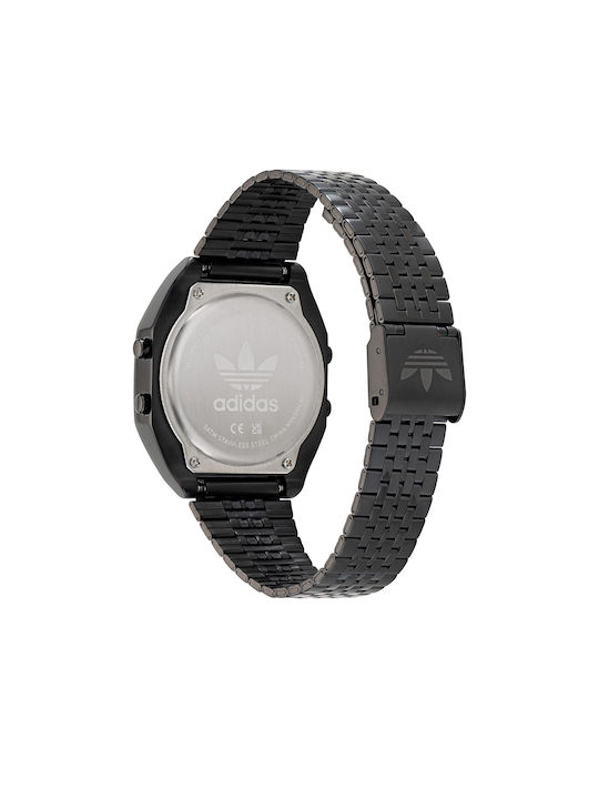 Adidas Street Digital Watch Chronograph with Black Metal Bracelet