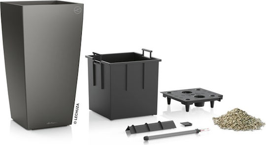 Lechuza Cubico Premium Αυτοποτιζόμενη Γλάστρα Πλαστική Γκρι 29.5x29.5x56.5εκ.