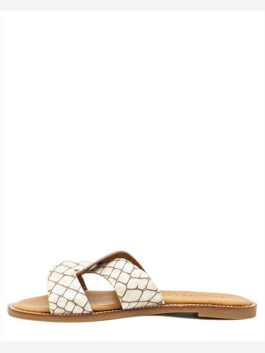 Γυναικείες Flat Παντόφλες PHILIPPE LANG 10160-SS22 BEIGE CROCO ΜΠΕΖ