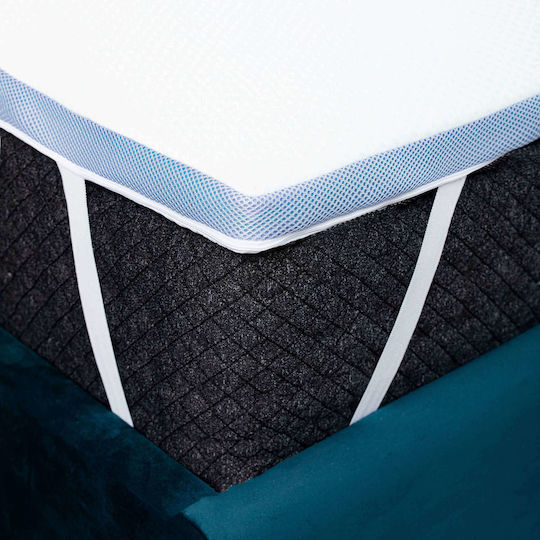 Como felt & wadding producers Mattress Topper Cool Gel Super Double Memory Foam with Removable Cover & Elastic Straps 160x200x4cm