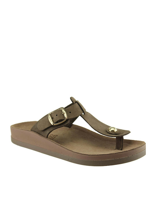 Leder Flache Sandalen für Damen Anatomisch Viola Brown