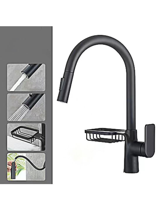 1820 Tall Kitchen Faucet Counter with Shower Black