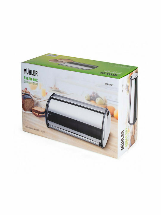 Muhler Brotkasten mit Deckel Inox Silber 44x27x18cm
